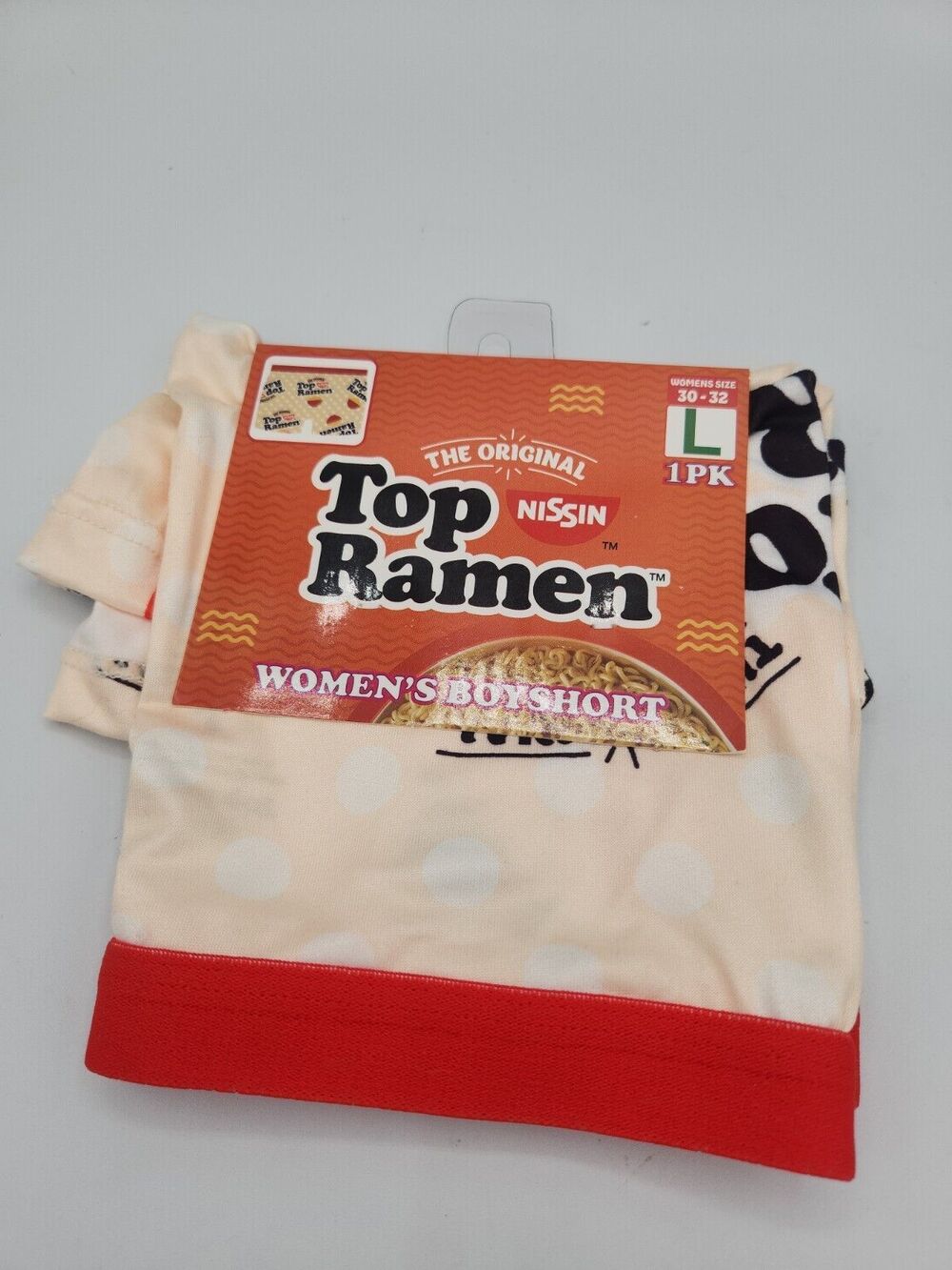 Nissin Top Ramen Womens Size L 30-32 Stretch Soft Novelty Graphic Boyshorts 1Pk